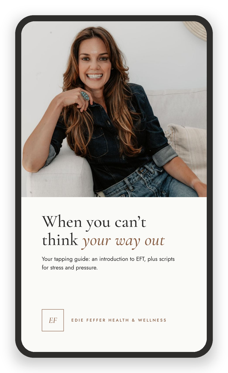 When You Can't Think Your Way Out, the free tapping guide, shown on a phone