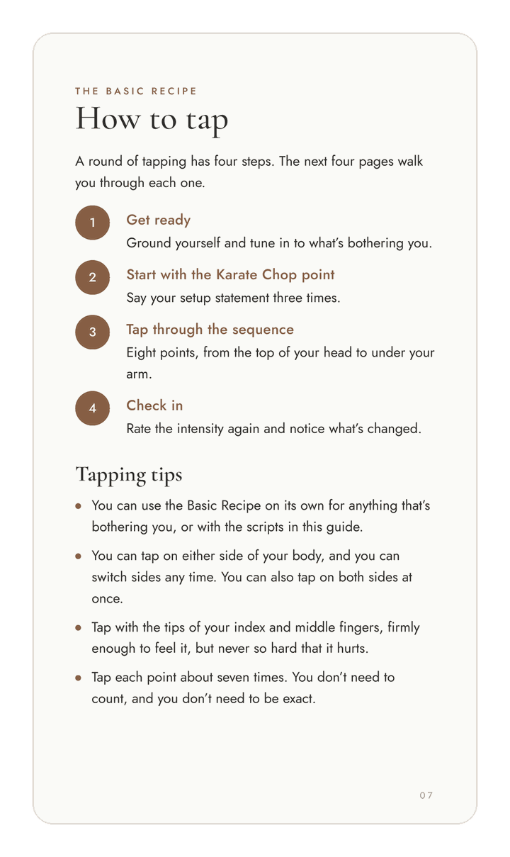 The How to Tap page from the guide